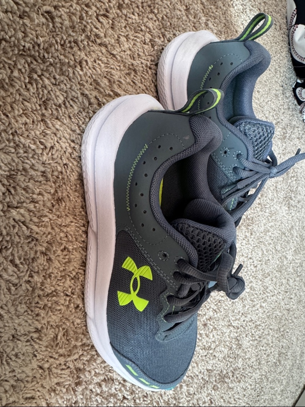 Under Armour Gray and Neon Green Kids' Sneakers